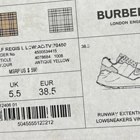 BURBERRY RUNAWAY EXTENTIONS REGIS L LOWSNEAKERSVINTAGE CHECK - Picture 8 of 8